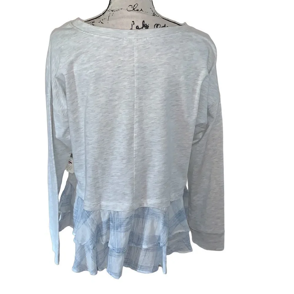 ALTAR’D STATE gray, blue & white long sleeve appears layered Medium. - Picture 3 of 9
